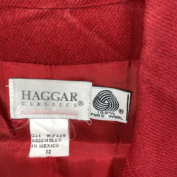 VTG Haggar Jacket Womens 12 Red 100% Wool Blazer Sport Coat - Picture 4 of 6